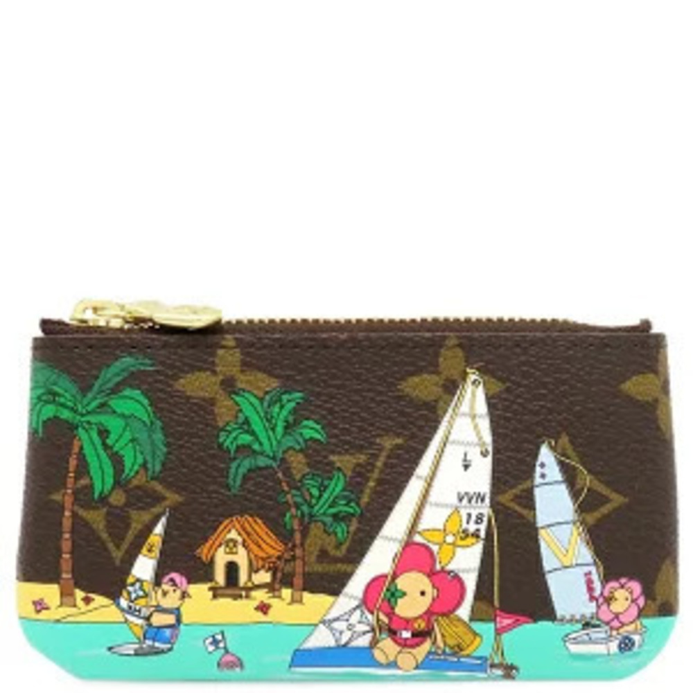 Louis Vuitton coin case Wallet Pochette Monogram canvas brown key chain